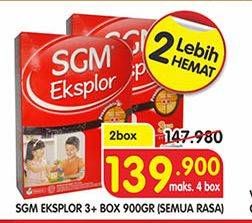 Promo Harga SGM Eksplor 3+ Susu Pertumbuhan All Variants per 2 box 900 gr - Superindo