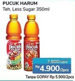 Promo Harga TEH PUCUK HARUM Minuman Teh Less Sugar, Original per 2 botol 350 ml - Alfamidi