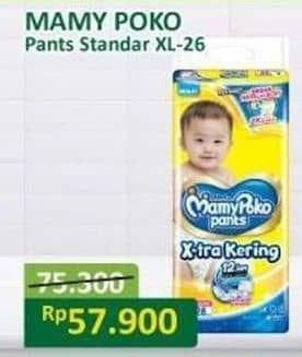 Promo Harga Mamy Poko Pants Xtra Kering XL26 26 pcs - Alfamart