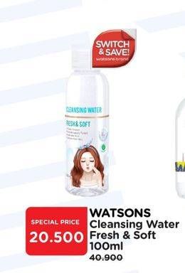 Promo Harga Watsons Cleansing Water Fresh Soft Aloe 100 ml - Watsons
