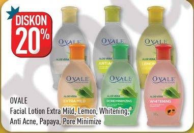 Promo Harga OVALE Facial Lotion Extra Mild, Lemon, Whitening, Anti Acne, Extra Papaya, Pore Minimize  - Hypermart