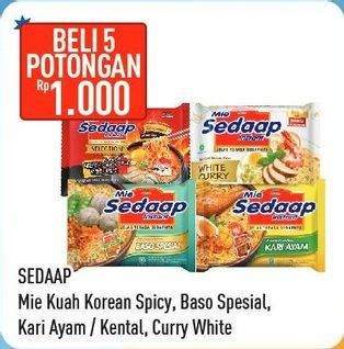 Promo Harga SEDAAP Korean Spicy Soup/Mie Baso Spesial/Kari Ayam/White Curry  - Hypermart