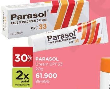 Promo Harga PARASOL Face Sunscreen Cream 20 gr - Watsons