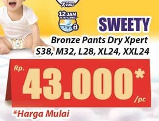 Promo Harga Sweety Bronze Pants Dry X-Pert S36+2, M32, L28, XL24, XXL24 24 pcs - Hari Hari