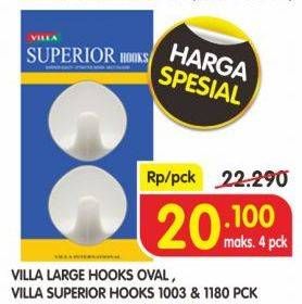 Promo Harga VILLA Superior Hooks 1180/1003/Large Hooks Oval  - Superindo