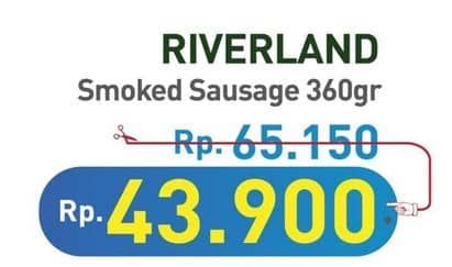 Promo Harga Riverland Sausage Umami Smoked, Smoky Black Pepper, Smoked Cheddar, Smoked Arabiki Beef Cheddar, Smoked Arabiki Beef, Skinless Smoked Wiernes Cocktail, Mini Smoked Chicken Cheese 360 gr - Hypermart