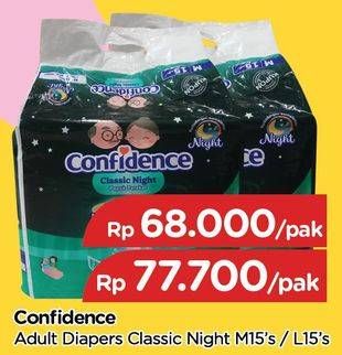 Promo Harga Confidence Adult Diapers Classic Night L15  - TIP TOP