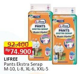 Promo Harga Lifree Popok Celana Ekstra Serap M10, L8, XL6, XXL5 5 pcs - Alfamart