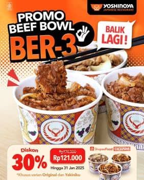 Promo Harga Promo Beef Bowl Ber-3  - Yoshinoya
