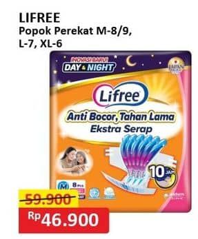 Promo Harga Lifree Popok Perekat Menyerap dan Kering L7, M8, M9, XL6 6 pcs - Alfamart