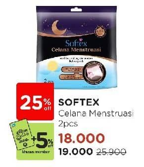 Promo Harga Softex Celana Menstruasi 2 pcs - Watsons