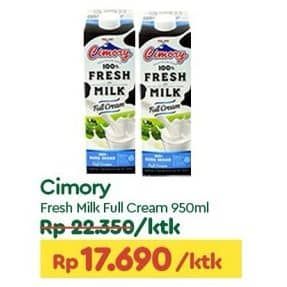 Promo Harga Cimory Fresh Milk Full Cream 950 ml - TIP TOP