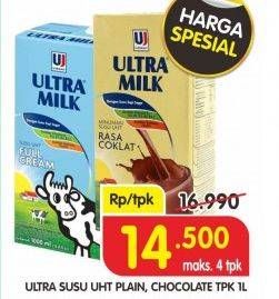 Promo Harga ULTRA MILK Susu UHT Plain, Chocolate 1 ltr - Superindo