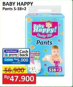 Promo Harga Baby Happy Body Fit Pants S38+2 40 pcs - Alfamart