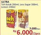 Promo Harga Ultra Teh Kotak Lemon per 2 pcs 200 ml - Alfamidi