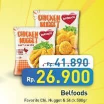 Promo Harga Belfoods Nugget Chicken Nugget, Chicken Nugget Stick 500 gr - Hypermart