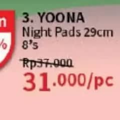 Promo Harga Yoona Pembalut Organik Night 29 Cm 8 pcs - Guardian