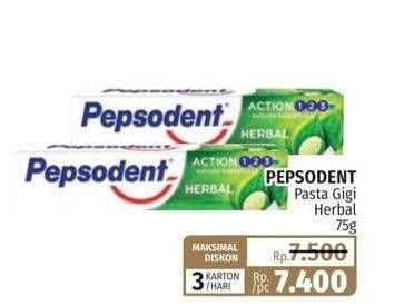 Promo Harga Pepsodent Pasta Gigi Action 123 Herbal 75 gr - Lotte Grosir