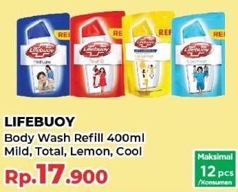 Promo Harga Lifebuoy Body Wash Mild Care, Total 10, Lemon Fresh, Cool Fresh 400 ml - Yogya