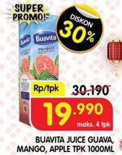 Promo Harga Buavita Fresh Juice Guava, Mango, Apple 1000 ml - Superindo