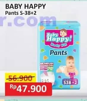 Promo Harga Baby Happy Body Fit Pants S38+2 40 pcs - Alfamart