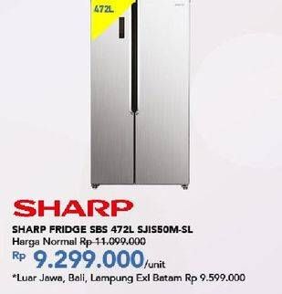 Promo Harga Sharp SJ-IS50M-SL | REFRIGERATOR SBS 1 pcs - Carrefour