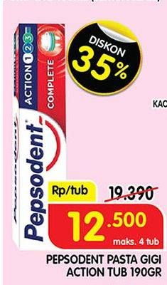 Promo Harga PEPSODENT Pasta Gigi Action 123 190 gr - Superindo