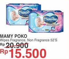 Promo Harga MAMY POKO Baby Wipes Reguler - Fragrance, Reguler - Non Fragrance 52 pcs - Yogya