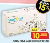 Promo Harga Wateru Premium Bamboo Tissue 100 pcs - Superindo