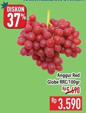 Promo Harga Anggur Red Globe RRC per 100 gr - Hypermart