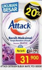 Promo Harga Attack Sensor Matic Detergent Bubuk 800 gr - Superindo