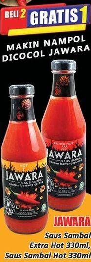 Promo Harga JAWARA Sambal Hot, Extra Hot 330 ml - Hari Hari