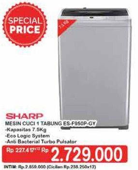 Promo Harga Sharp ES-F950P-GY | Washing Machine  - Hypermart