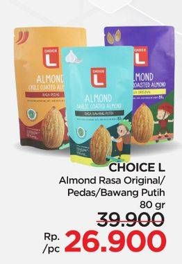 Promo Harga Choice L Almond Coated Natural Roasted, Chili, Garlic 80 gr - Lotte Grosir