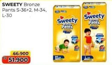 Promo Harga Sweety Bronze Pants Dry X-Pert S36+2, M34, L30 30 pcs - Alfamart