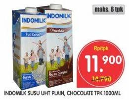 Promo Harga Indomilk Susu UHT Full Cream Plain, Cokelat 1000 ml - Superindo