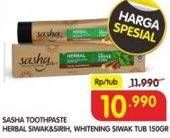 Promo Harga SASHA Toothpaste Herbal Siwak Sirih, Whitening Siwak 150 gr - Superindo
