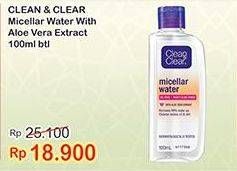 Promo Harga CLEAN & CLEAR Micellar Water Aloe Vera Extract 100 ml - Indomaret