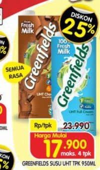 Promo Harga Greenfields Fresh Milk All Variants 1000 ml - Superindo