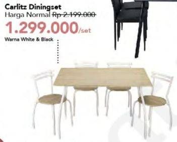 Promo Harga CARLITZ Dining Set Black, White  - Carrefour