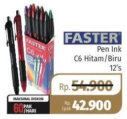 Promo Harga FASTER Pen C6 Black, Blue 12 pcs - Lotte Grosir