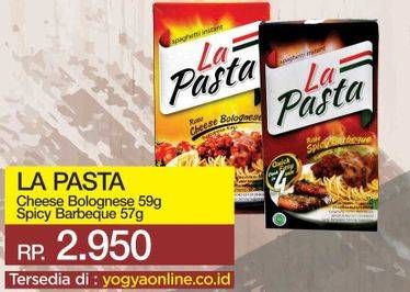 Promo Harga LA PASTA Royale Spaghetti Cheese Bolognese 50gr/Spicy Barbeque 57gr  - Yogya