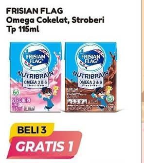 Promo Harga Frisian Flag Susu Cair UHT Nutribrain Cokelat, Strawberry 115 ml - Alfamart