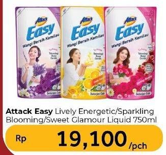 Promo Harga Attack Easy Detergent Liquid Lively Energetic, Sparkling Blooming, Sweet Glamour 750 ml - Carrefour