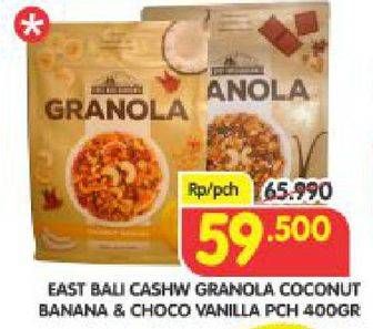 Promo Harga EAST BALI CASHEW Granola Bites Choco Vanilla, Coconut Banana 400 gr - Superindo