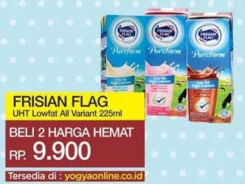 Promo Harga FRISIAN FLAG Susu UHT Purefarm Low Fat Chocolate, Low Fat French Vanilla, Low Fat Strawberry 225 ml - Yogya