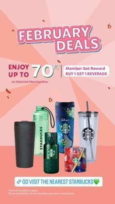 Promo Harga Enjoy up to 70% on Selected Merchandise  - Starbucks