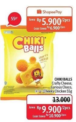 Promo Harga CHIKI BALLS Chicken Snack Crafty Cheese, Coklat, Cheeky Chicken per 2 pouch 55 gr - Alfamidi
