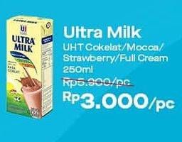 Promo Harga ULTRA MILK Susu UHT Coklat, Moka, Stroberi, Full Cream 250 ml - Alfamart