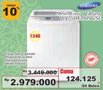 Promo Harga SAMSUNG WA75H4200SG/SE | Washing Machine Top Loading 7.5kg  - Giant